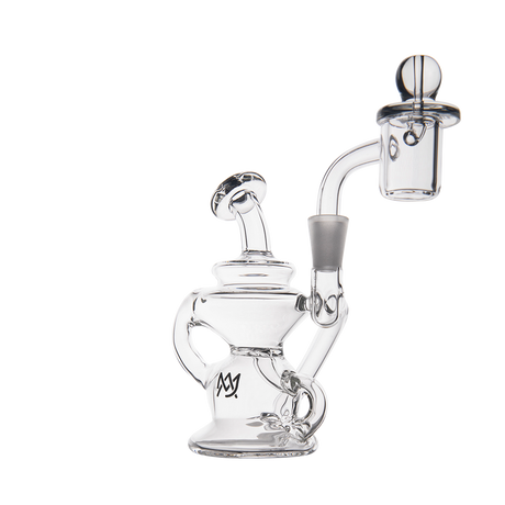 MJ Arsenal Hydra Mini Dab Rig in clear borosilicate glass with 10mm female joint and recycler design