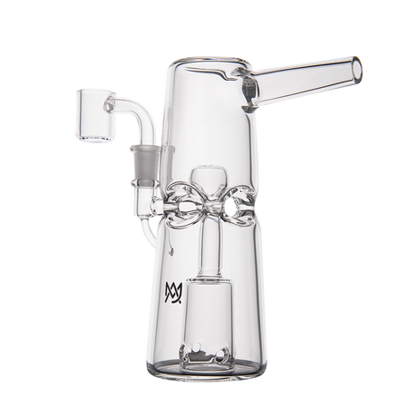 MJ Arsenal Turret Mini Dab Rig with Quartz Bucket - Compact Clear Glass Design