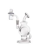 MJ Arsenal Atlas Mini Dab Rig with honeycomb percolator, 10mm female joint, front view on white