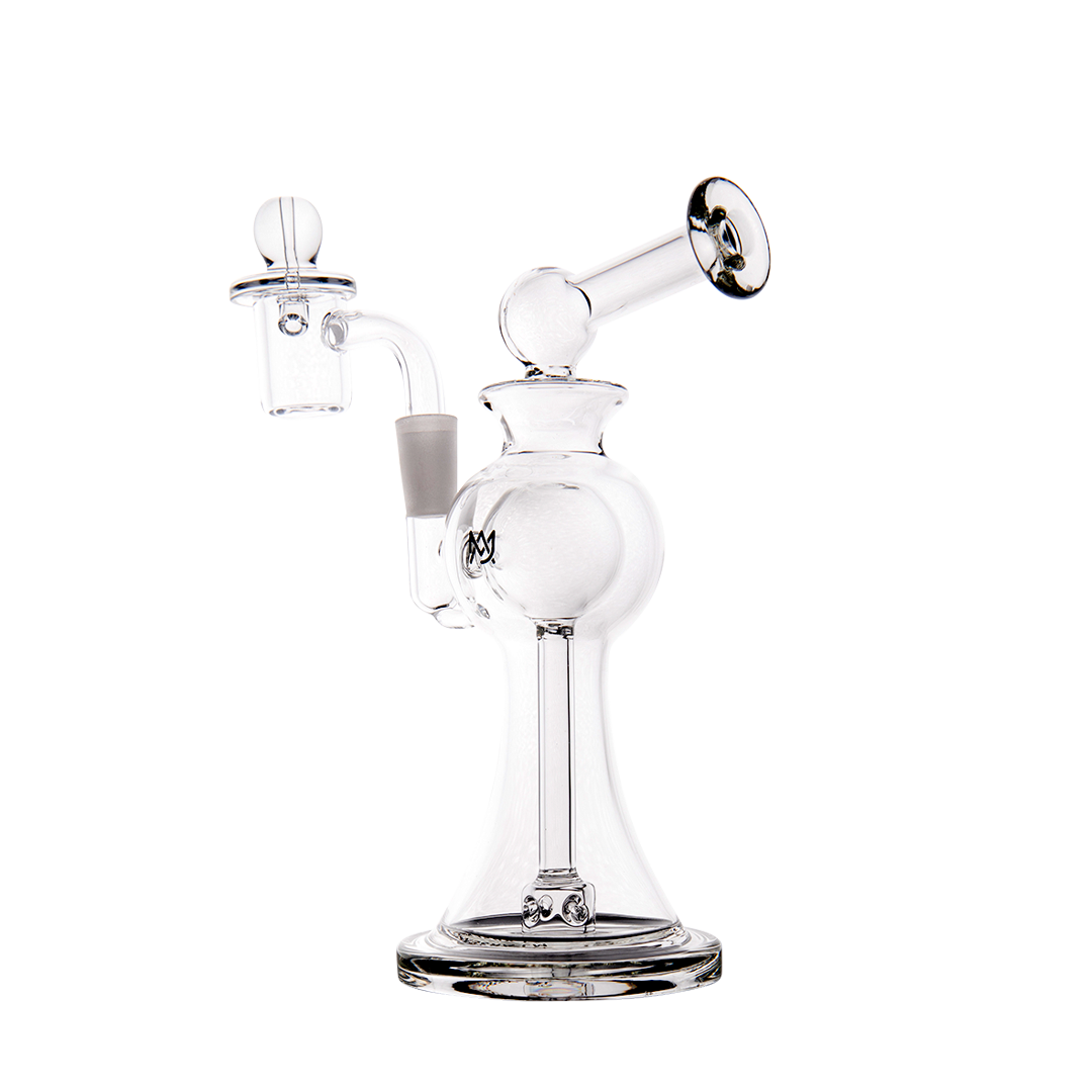 MJ Arsenal Apollo Mini Dab Rig with Puck Perc, 7" Compact Borosilicate Glass, Side View