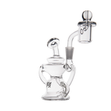 MJ Arsenal Hydra Mini Dab Rig, clear borosilicate glass, 90-degree banger hanger, front view