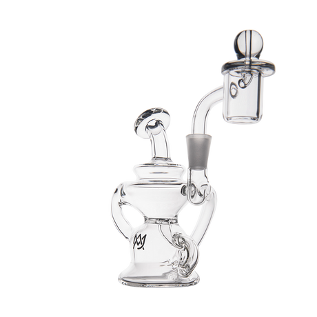 MJ Arsenal Hydra Mini Dab Rig, clear borosilicate glass, 90-degree banger hanger, front view