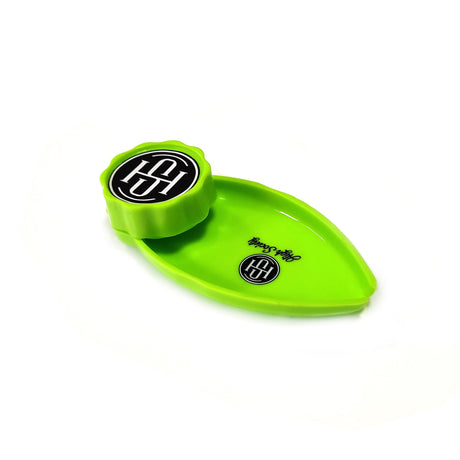 High Society Mini Rolling Tray Grinder Combo in Neon Green - Compact and Portable