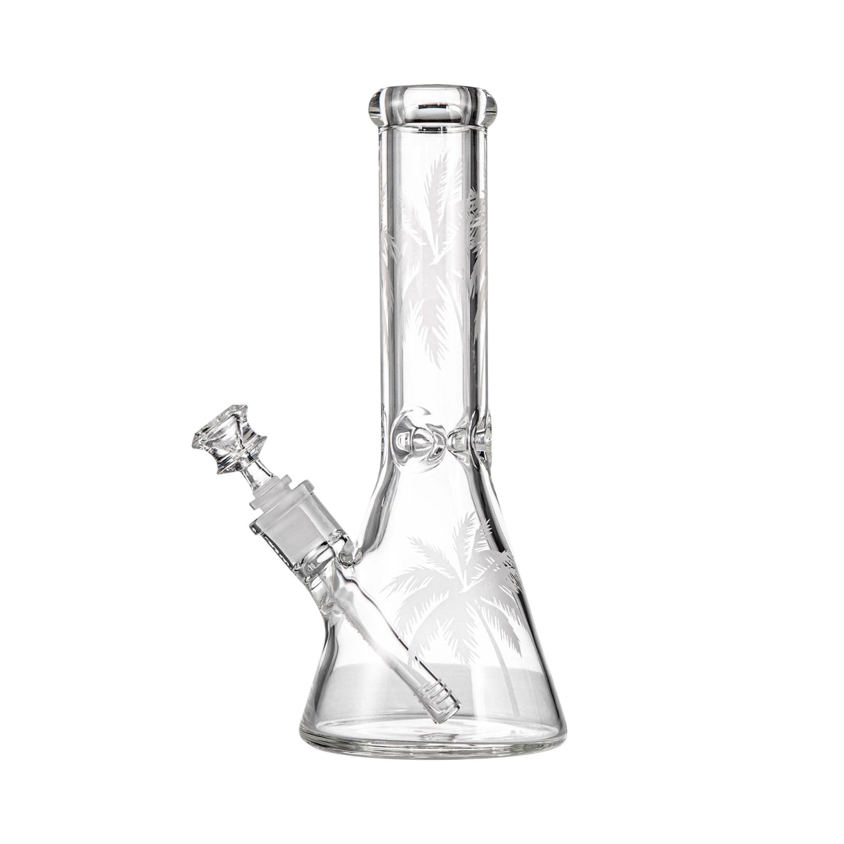 Sunakin America BKR9 - Clear Glass Beaker Bong with Etched Design - Front View