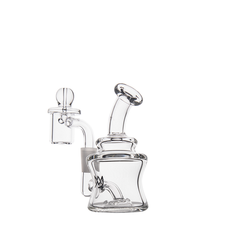 MJ Arsenal Jammer Mini Dab Rig, Clear Borosilicate Glass, Front View with Banger Hanger