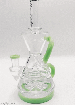 AFM The Magnolia Recycler 9" Dab Rig in Blue with Recycler Percolator Design - Front View