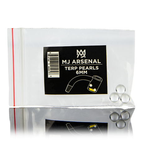 MJ Arsenal Quartz Terp Pearls 6mm for dab rigs, 3 pack, front view on white background