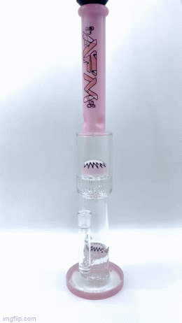 AFM The Double Hitter Reversal Bong, 19" Tall, Borosilicate Glass, Front View on White Background