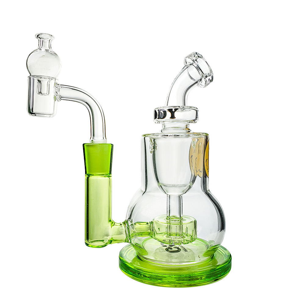 Goody Glass - The Chief Mini Rig in Slime Green, 4-Piece Kit with Quartz Banger - Front View