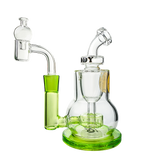 Goody Glass - The Chief Mini Rig in Slime Green, 4-Piece Kit with Quartz Banger - Front View