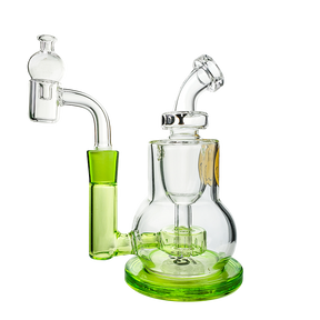 Goody Glass - The Chief Mini Rig in Slime Green, 4-Piece Kit with Quartz Banger - Front View
