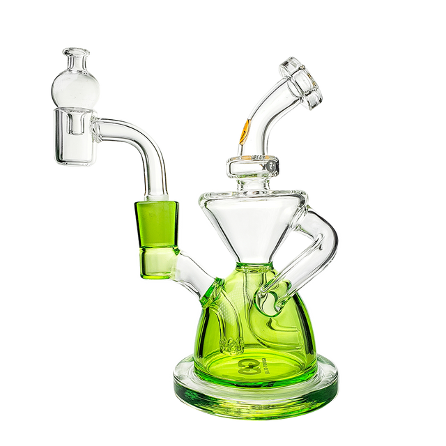 Goody Glass Twister Mini Rig 4-Piece Kit in Slime Green with Quartz Banger - Front View