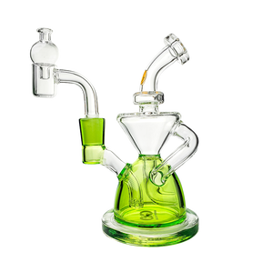 Goody Glass Twister Mini Rig 4-Piece Kit in Slime Green with Quartz Banger - Front View