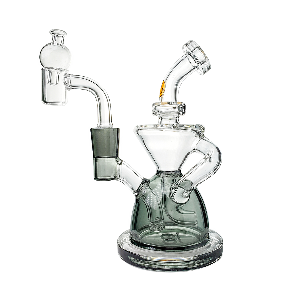 Goody Glass Twister Mini Rig 4-Piece Kit in Transparent Black, Front View, Portable Dab Rig