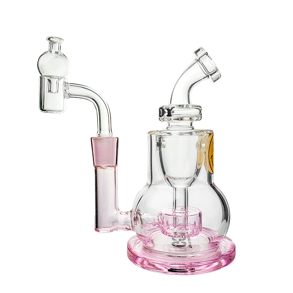 Goody Glass Chief Mini Rig 4-Piece Kit in Pink with Quartz Banger - Front View