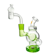 Goody Glass Orbit Mini Rig in Slime Green with Quartz Banger - Angled Side View
