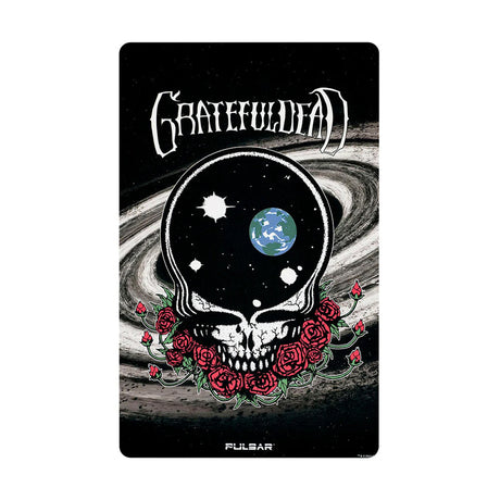 Grateful Dead Dab Mat featuring a skull with roses and space design, perfect for stoner home decor