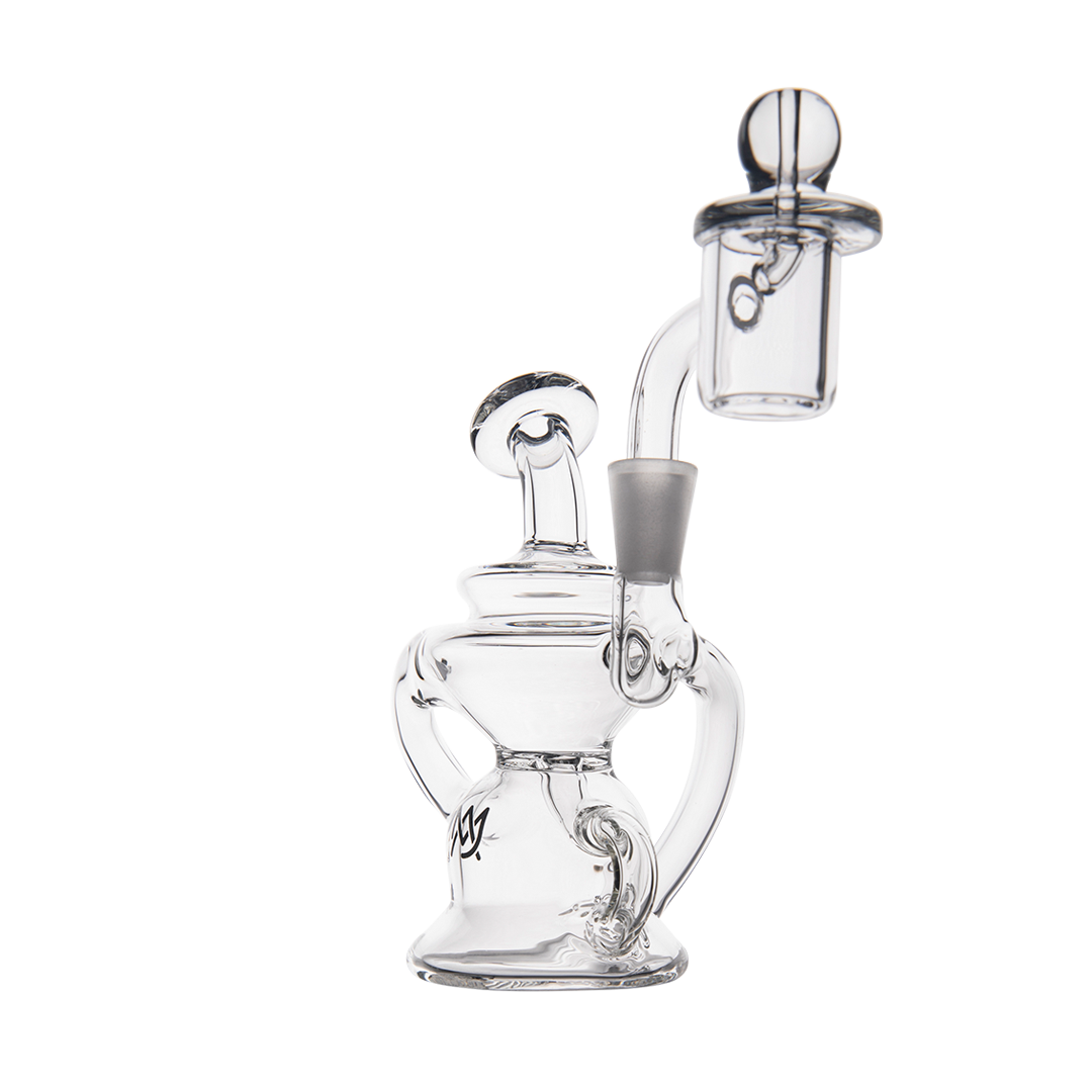 MJ Arsenal Hydra Mini Dab Rig with 90 Degree Banger Hanger, Clear Borosilicate Glass, Side View