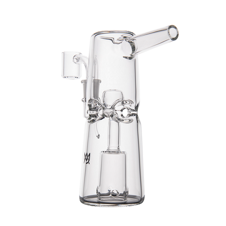 MJ Arsenal Turret Mini Dab Rig with quartz bucket, front view on white background