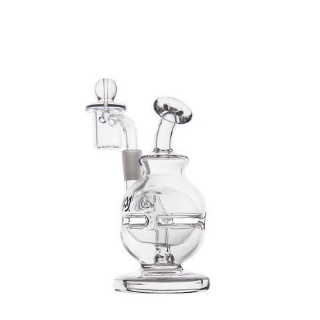 MJ Arsenal Royale Mini Dab Rig with Quartz Bucket and Dual Filtration, front view on white