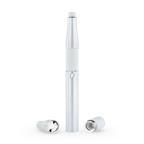 Puffco New Plus Vaporizer in Pearl with Ceramic Bucket - Front View on White Background