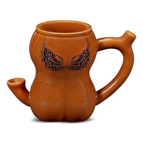 FashionCraft Tattoo Girl Mug Pipe - Front View with Wing Design - Handcrafted for Smoking