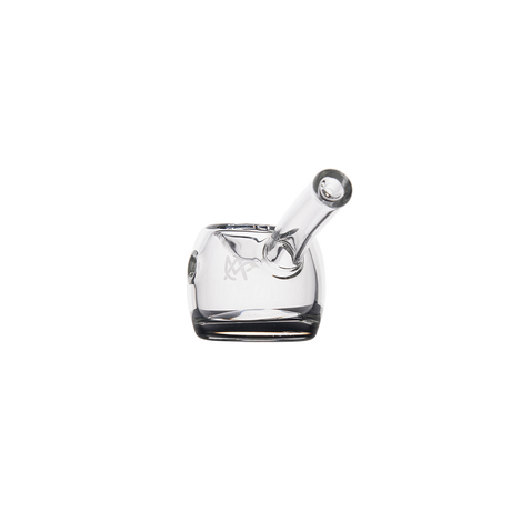MJ Arsenal Perch Hand Pipe - Clear Glass, Angled Side View on Black Background