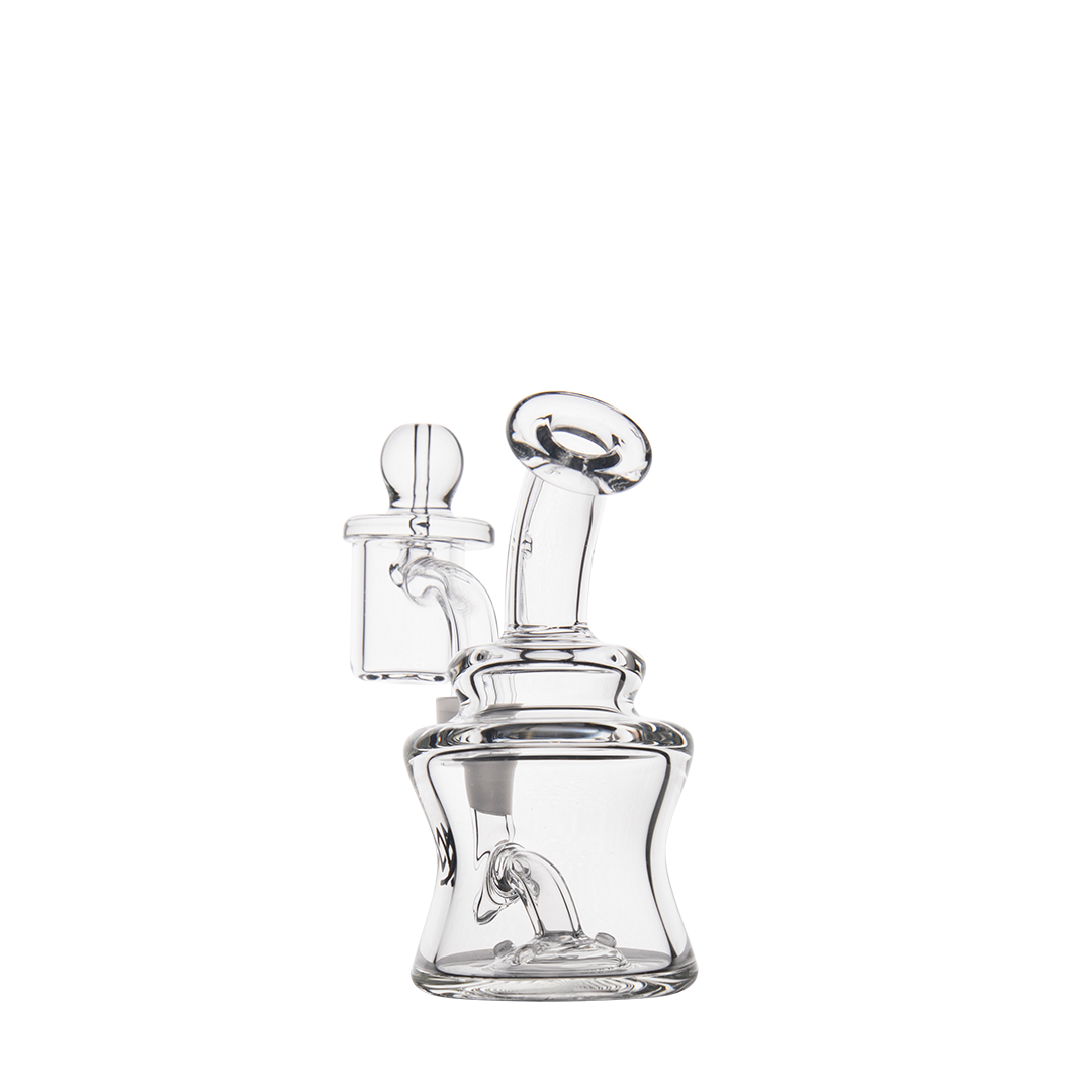 MJ Arsenal Jammer Mini Dab Rig - Clear Borosilicate Glass, 4" Tall, 10mm Female Joint, 90 Degree Banger Hanger