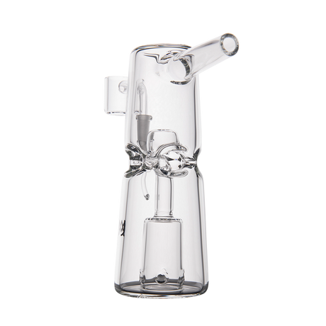 MJ Arsenal Turret Mini Dab Rig with Quartz Bucket - Compact Clear Glass Side View