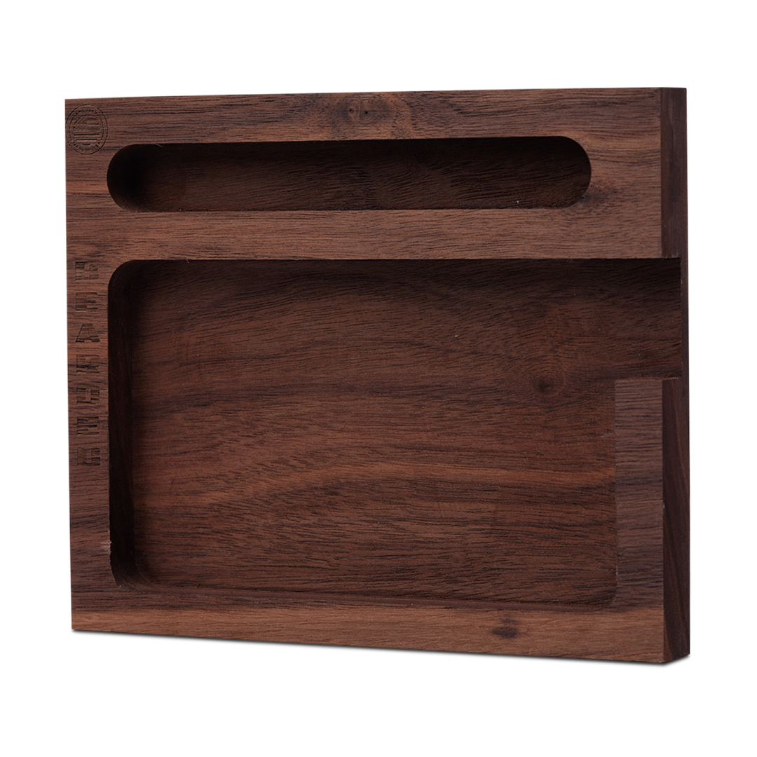 Bearded Distribution Walnut Wood Rolling Tray - Front View on White Background