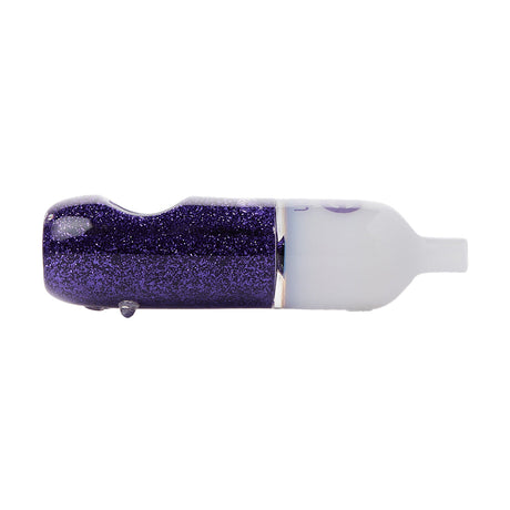 Cheech Glass 4.5" Glycerin Glitter Pipe in Purple, Side View, Compact & Freezable
