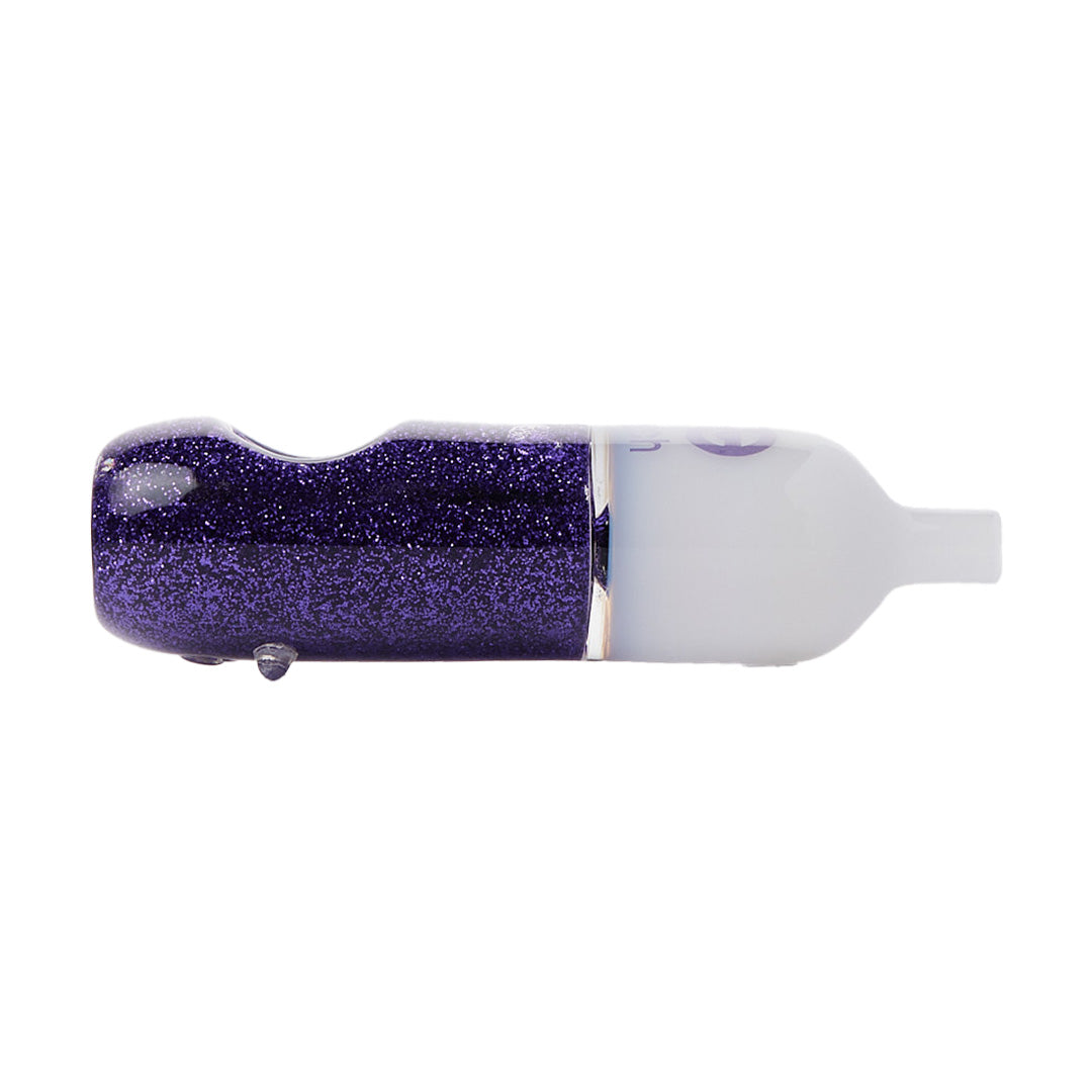 Cheech Glass 4.5" Glycerin Glitter Pipe in Purple, Side View, Compact & Freezable