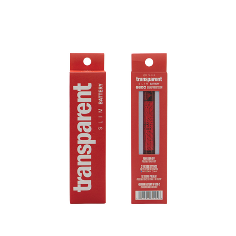 Stacheproductswholesale Transparent Battery in Red, Front and Back View, Easy for Travel