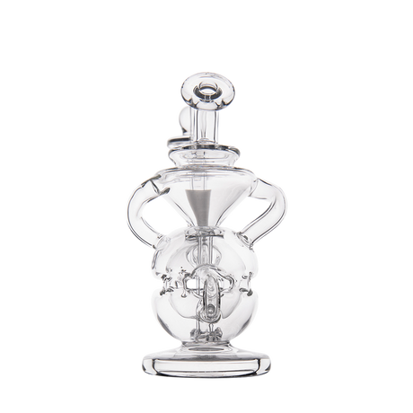 MJ Arsenal Infinity Mini Dab Rig with clear borosilicate glass, banger hanger design, front view