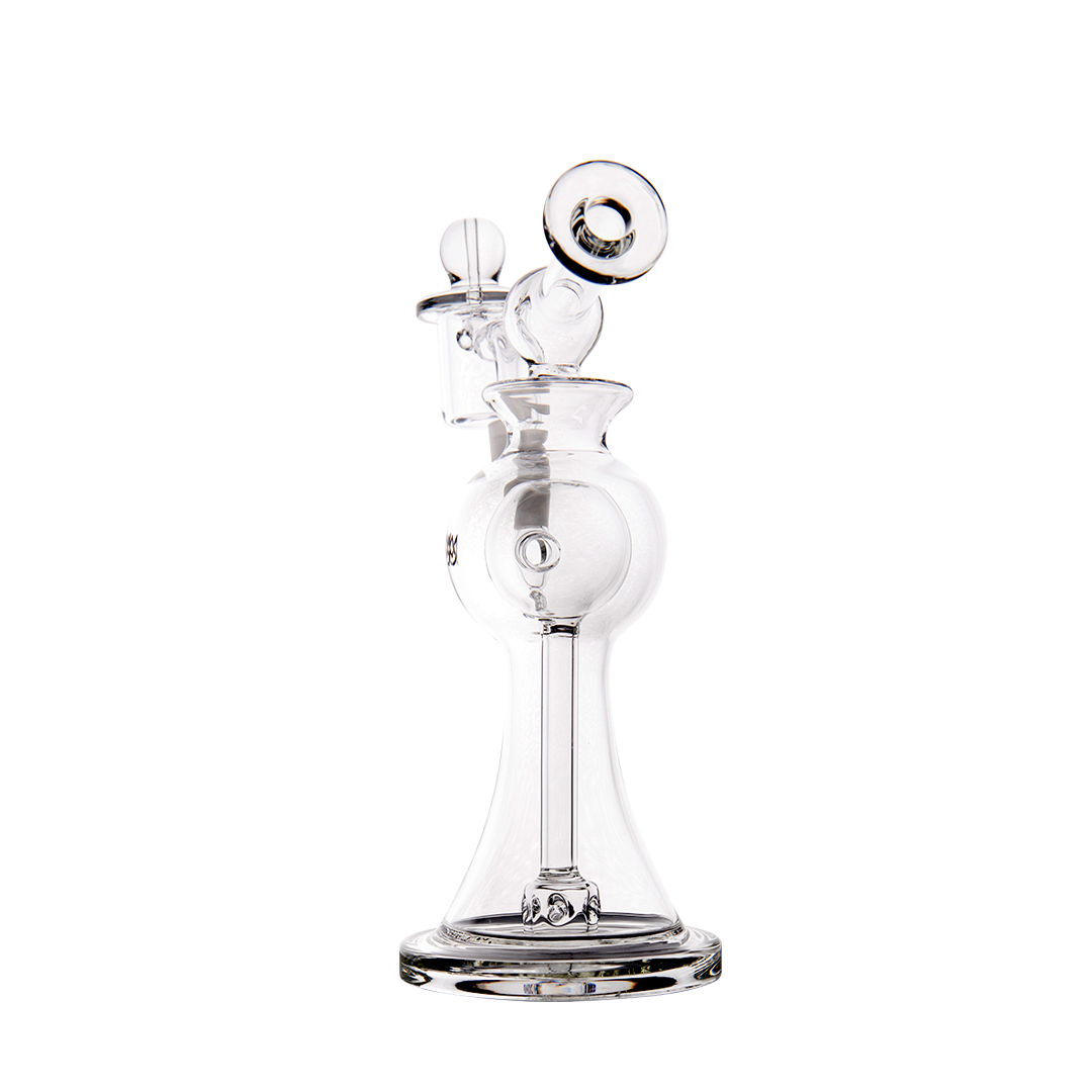 MJ Arsenal Apollo Mini Dab Rig, Clear Borosilicate Glass, 7" with Banger Hanger, Front View