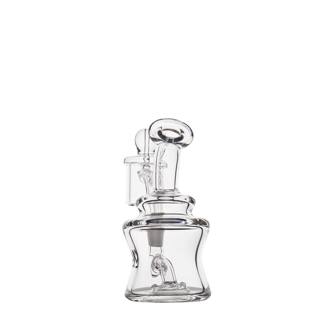 MJ Arsenal Jammer Mini Dab Rig, clear borosilicate glass, 4" height, 10mm female joint, front view