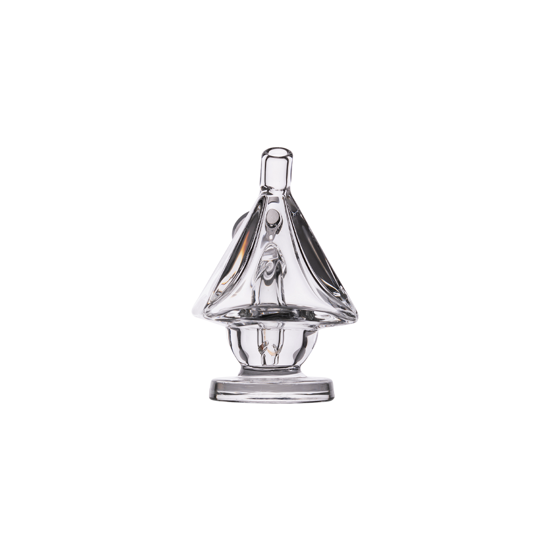MJ Arsenal King Bubbler in clear borosilicate glass, compact design, front view, perfect for dry herbs