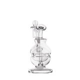 MJ Arsenal Royale Mini Dab Rig in clear borosilicate, 5" with 90-degree banger hanger, front view