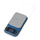 WeighMax Precision 2T-1000 Digital Scale in Blue, Front View with Protective Cover