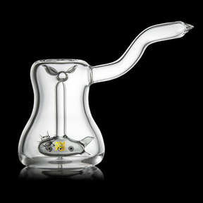MJ Arsenal Abyss Compact Bubbler - Clear Glass with Fish Detail, Front View