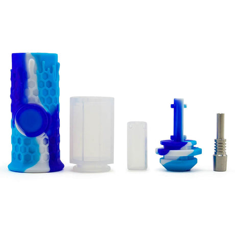 PILOT DIARY Silicone Honeycomb Honey Straw 7" with Disassembled Parts on White Background