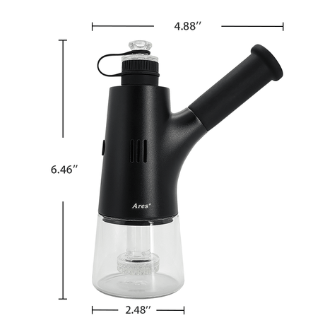 Waxmaid Ares Plus Electric Dab Rig front view with dimensions on white background