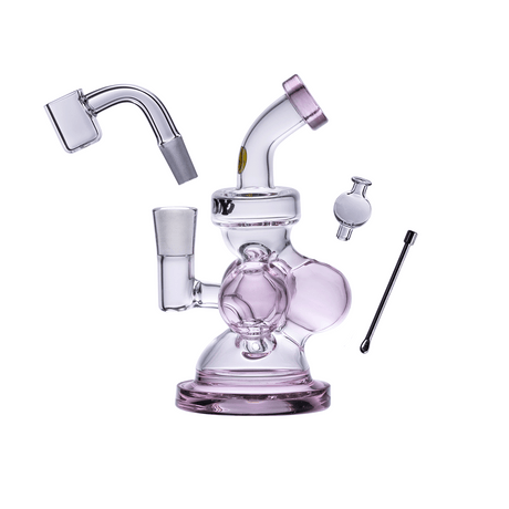 Goody Glass Atom Mini Dab Rig in Pink with Quartz Banger and Accessories