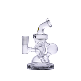 Goody Glass Atom Mini Dab Rig 4-Piece Kit, clear glass, front view on white background