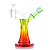 Aurelia Mini Rig in Rasta colors, compact 5" borosilicate glass dab rig with 90-degree joint