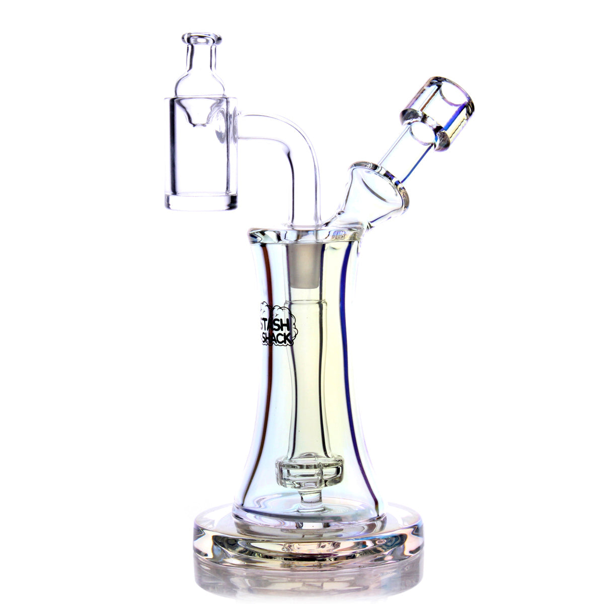 Aurelia Mini Rig by The Stash Shack, compact 5" borosilicate glass dab rig with 10mm joint, front view