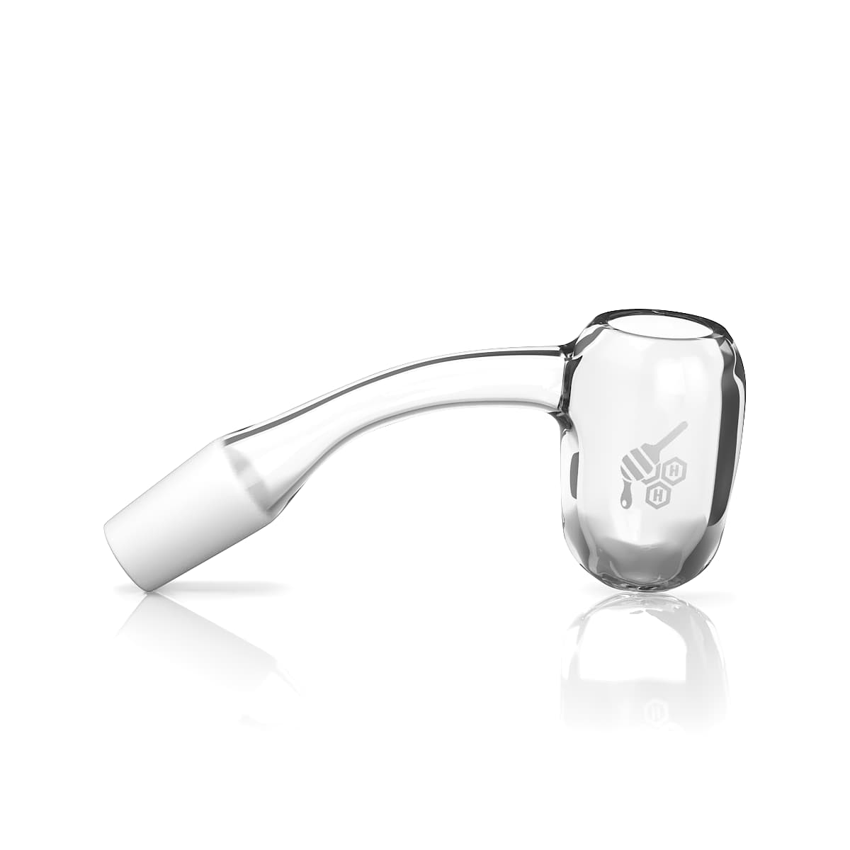 Honey Barrel Quartz Banger by Honeybee Herb, 45° Male Joint, 14mm, Clear, Side View