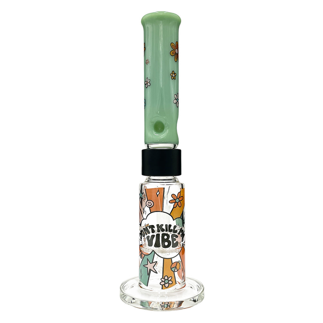 Prism FLOWER POWER BIG HONEYCOMB SINGLE STACK bong with artistic floral design - front view