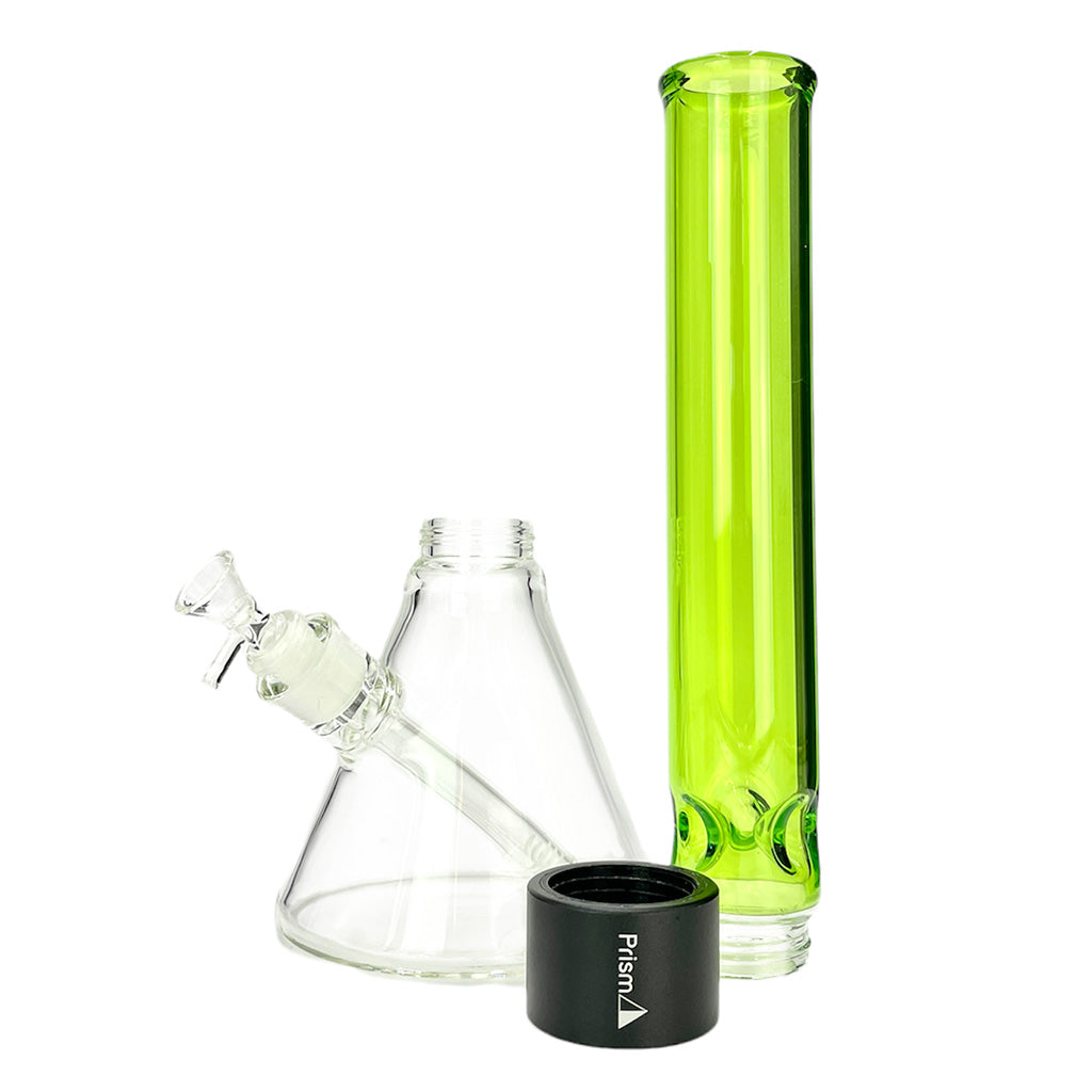Prism HALO Tall Beaker Single Stack Bong in Neon Green with Clear Base and Bowl