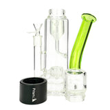 Prism KLEIN INCYCLER SINGLE STACK with clear glass and green accents, front view on white background